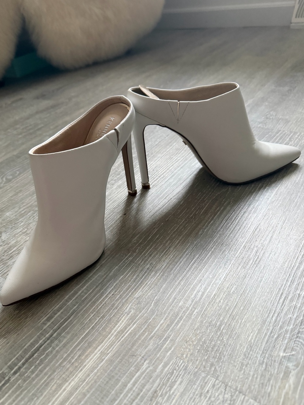 White Pointed Toe Stiletto Mule Heels - Women
